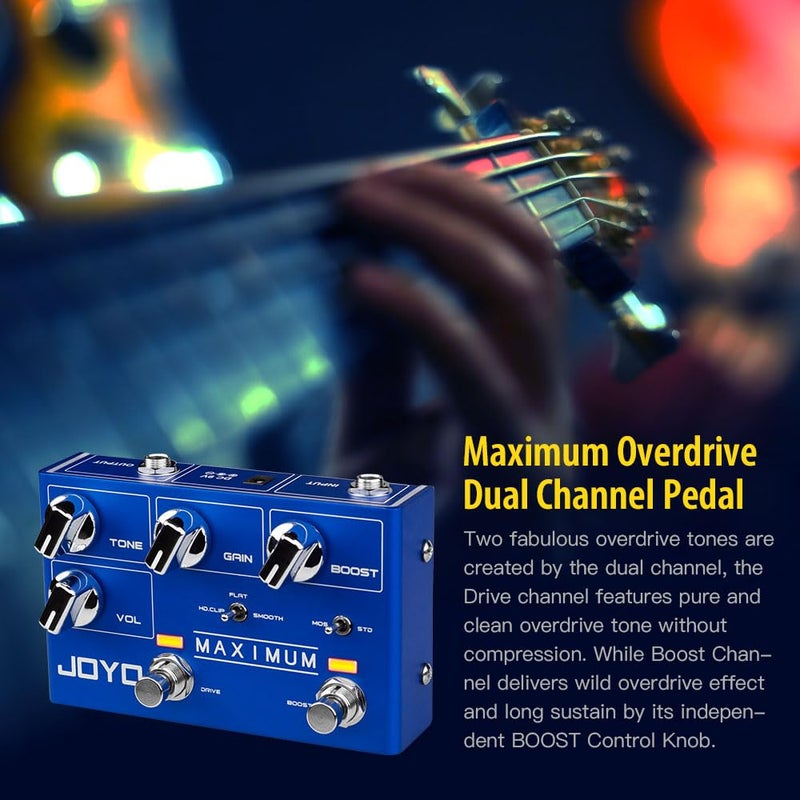 JOYO Overdrive Pedals R Series Dual Channel Pedal Clean and Wild Overdrive Effect for Electric Guitar (Maximum R-05) - Image 2